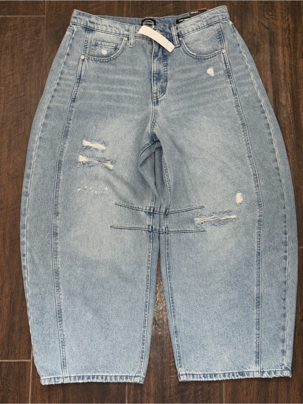 High-Rise Light Blue Distressed Cropped Jeans - Women